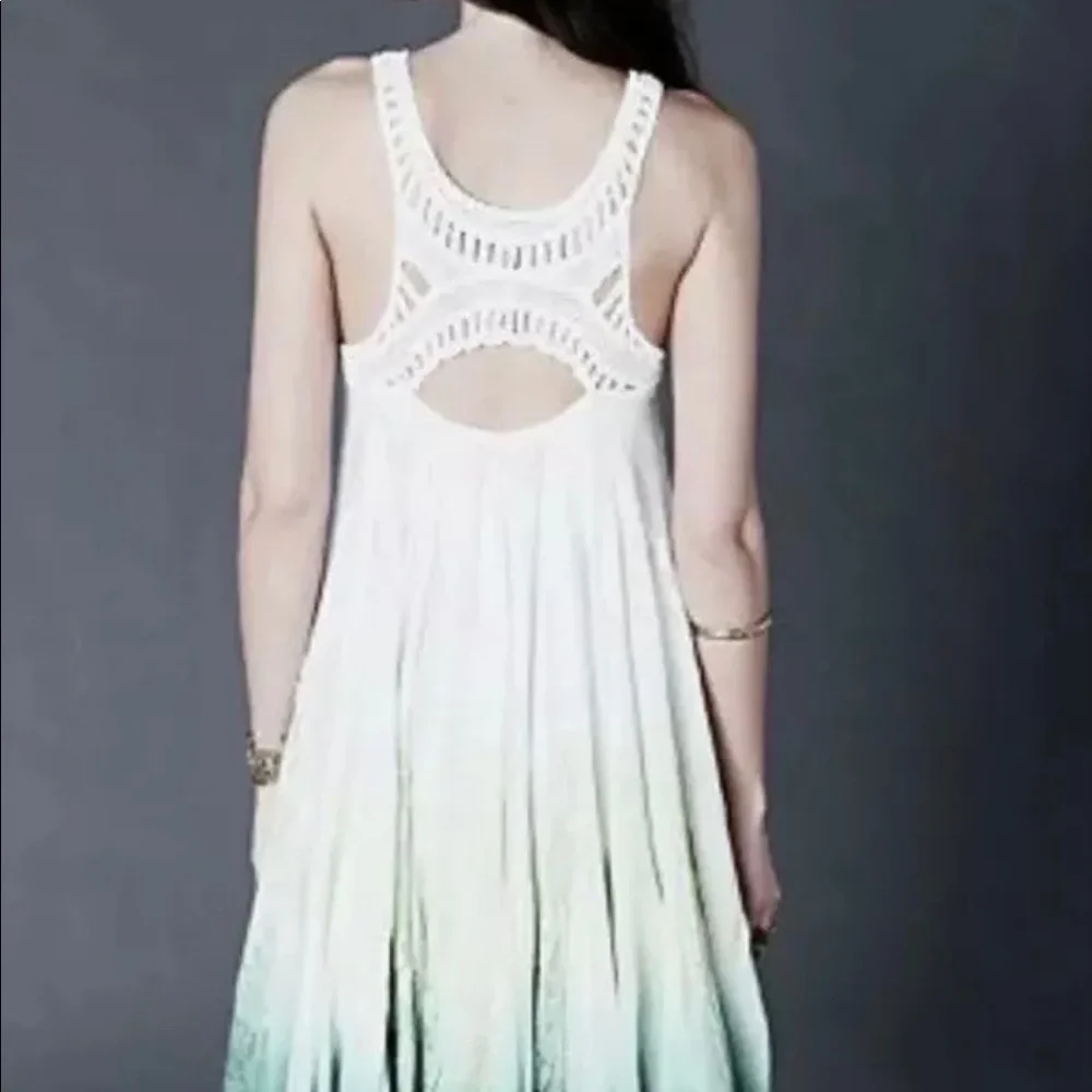Rare Free People Green Ombre Mini Dress - Picture 5 of 9